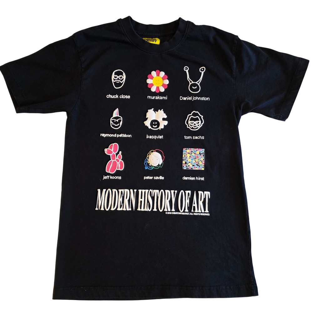 Chinatown Market Modern History of Art T Shirt Mens M Black Puff Print Smiley
